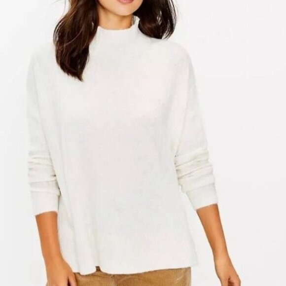 LOFT Turtleneck Oversized Poncho Sweater Pink Size S - Picture 3 of 9